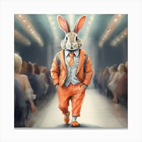 Rabbit In Orange Suit Canvas Print