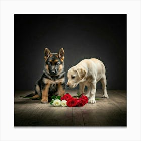 German Shepherd Puppy With Roses Toile