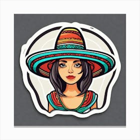 Mexican Woman With Sombrero Canvas Print