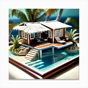 Miniature House On The Beach Canvas Print