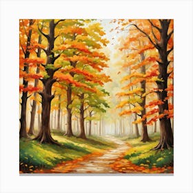 Forest In Autumn In Minimalist Style Square Composition 319 Canvas Print