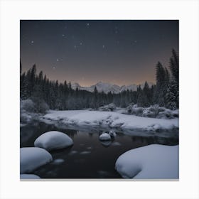 Snowy River At Night Canvas Print