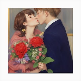 Kissing Couple Canvas Print