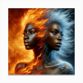 Two Women In Fire Canvas Print