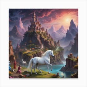 Unicorns In The Forest 9 Canvas Print