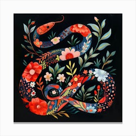 Snake And Flowers 3 Canvas Print
