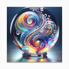Crystal Sphere Inside It There Is Colorful Bright Liquid Swirls With Magical Energy And Ethereal Light Canvas Print