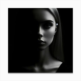 Portrait Of A Woman In The Dark Canvas Print