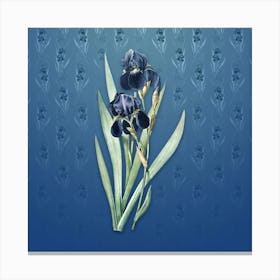Vintage German Iris Botanical on Bahama Blue Pattern n.2356 Canvas Print