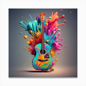 Colorful Acoustic Guitar Canvas Print