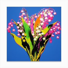 Andy Warhol Style Pop Art Flowers Lily Of The Valley 3 Square Canvas Print