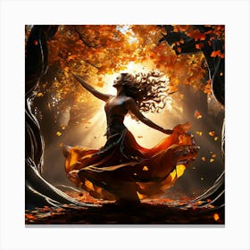 Woman In A Forest Canvas Print