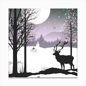 Deer In The Snow 1 Canvas Print