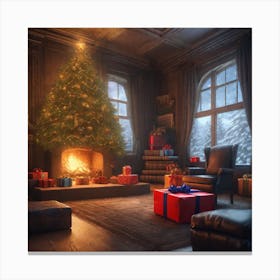 Christmas Tree In The Living Room 88 Canvas Print