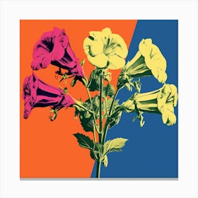 Andy Warhol Style Pop Art Flowers Canterbury Bells 3 Square Canvas Print