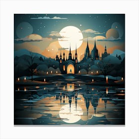 Castle At Night Canvas Print
