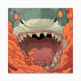 Shark In Flames Canvas Print