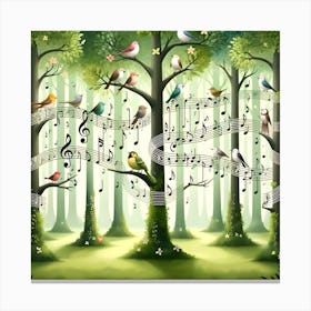 Musical Birds In The Forest Canvas Print