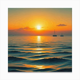 Sunset Over The Ocean 2 Canvas Print