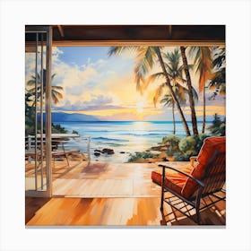 Tropical Hues: Watercolour Sunset Delight Canvas Print