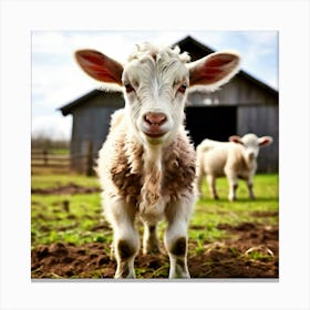 Baby Goat On A Farm Canvas Print