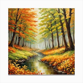 Forest In Autumn In Minimalist Style Square Composition 316 Canvas Print