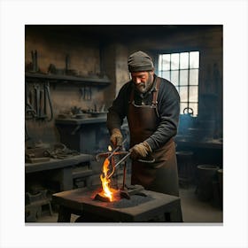 Blacksmith At Work 1 Canvas Print