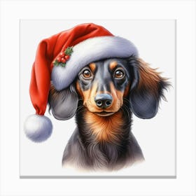 Dachshund Christmas Hat Leinwandbild