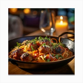 Meatballs In A Pan 1 Canvas Print