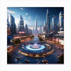 Futuristic City art print Canvas Print