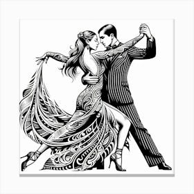 Line Art Tango dance 1 Canvas Print