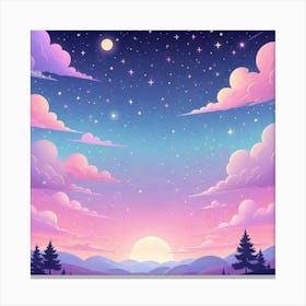 Sky With Twinkling Stars In Pastel Colors Square Composition 154 Canvas Print