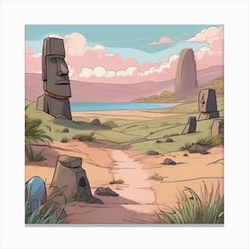 Easter Island Pastel Landscape Canvas Print