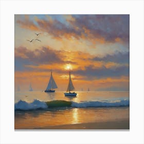 Sunset at sea Canvas Print