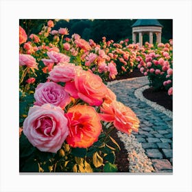 Rose Garden At Sunset 1 Canvas Print