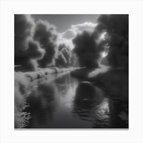 River In Black And White 11 Canvas Print