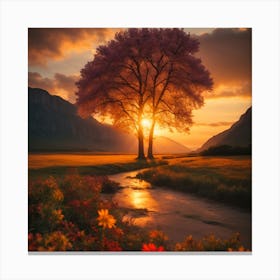 Sunset Tree Canvas Print