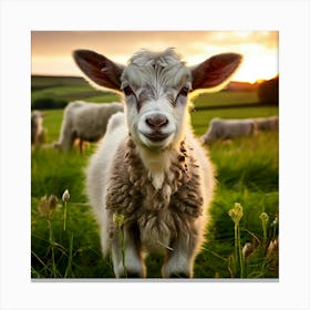 Grass Dairy Pasture Cattle Rural Rural Scene Green Goat Farm Grass Land Buck Eco Cute N (7) Canvas Print