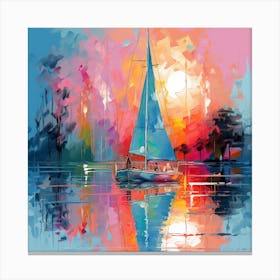 Sailboat At Sunset 14 Canvas Print