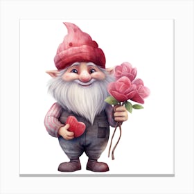 Gnome With Roses 2 Canvas Print