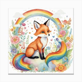 Default Rainbow Fox Nursery Art 2 Canvas Print