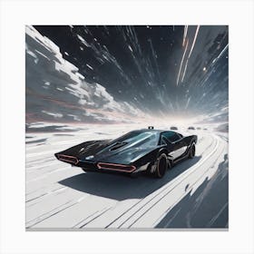 Futuristic Car Driving Through The Snow Canvas Print