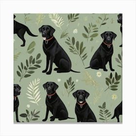 Lifelike Vision Black Labrador Dog Sage Green Art 2 Canvas Print