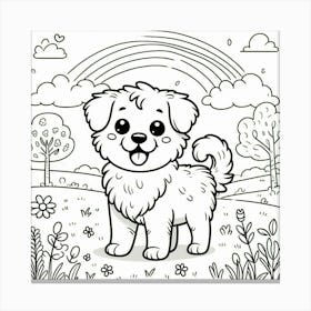 Line Art lovely dog Canvas Print