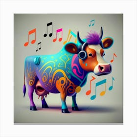 Cow With Music Notes 4 Canvas Print