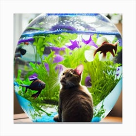 Cat In A Fish Bowl Canvas Print