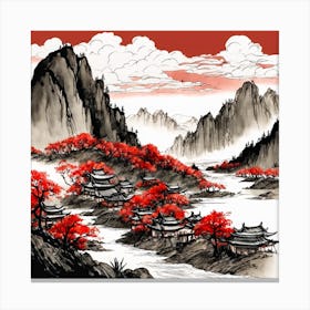 Chinese Landscape Mountains Ink Painting (14) 2 Canvas Print