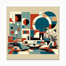 Colorful Geometric Mid Century Interior Wall Art Canvas Print