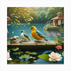 Birds On A Bridge Canvas Print