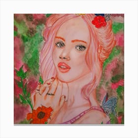 Girl With Flowers Canvas Print